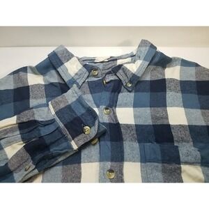 Bass Pro Shops Flannel Shirt Mens XL Blue Plaid Long Sleeve‎ Button Up Pockets